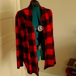 Soft flannel pattern cardigan